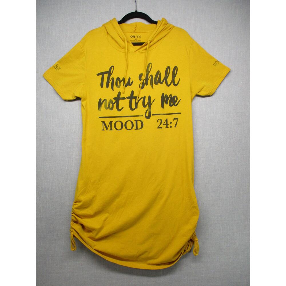 ON FIRE Trendy Graphic Statement Casual Hooded Tshirt Dress Womens Size 3X